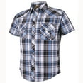 thumbnail image 1 of Coevals Club Mens Pearl Snap Plaid Western Cowboy Button Up Short Sleeve Shirts Light Blue White Gray 10 Small, 1 of 7