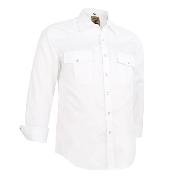 Coevals Club Mens Pearl Snap Solid Western Cowboy Button Up Dress Long Sleeve Work Shirts White Medium