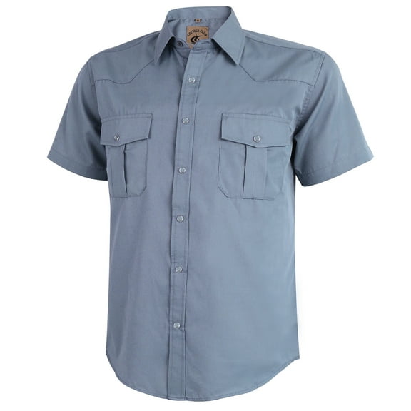 Coevals Club Mens Pearl Snap Solid Western Cowboy Button Up Dress Short Sleeve Work Shirts Light Gray 2X-Large
