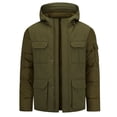 thumbnail image 1 of Coevals Club Mens Thickened Down Jacket Hooded Coat Winter 7 Pockets Puffer Quilted Jacket 01 Fir 3X-Large, 1 of 6