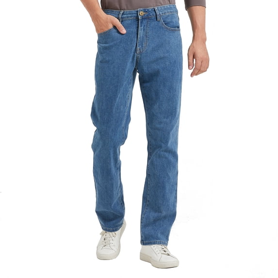 Coevals Club men's regular jeans, straight-leg Flex classic free-stretch five-pocket casual carpenter jeans 30L 1# Vintage Blue 34