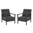 thumbnail image 1 of Coewske 2PCS Gray Fabric Modern Accent Chair Upholstered Armchair w/ Pillow Wood Frame, 1 of 7