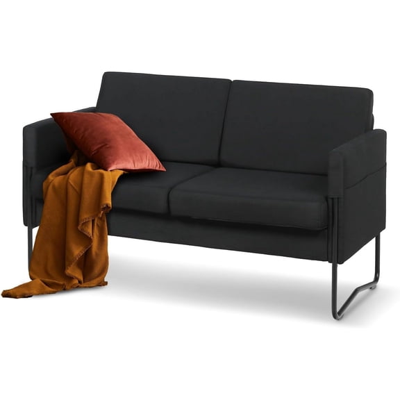 Coewske 51'' W Comfy Modern loveseat Sofa 2-Seat Small Sofa Couch w/ 2 USB Ports Black