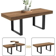Coewske 63'' - 79'' Wooden Extendable Dining Table Modern Rustic Kitchen Expanding Table Walnut