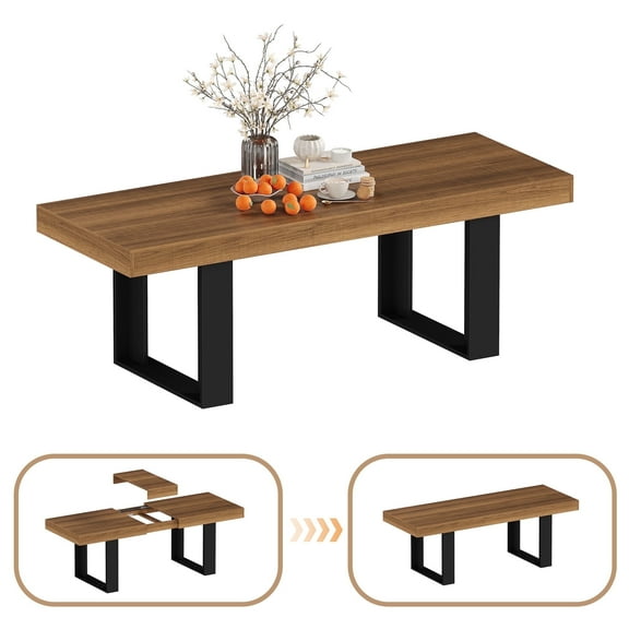 Coewske 70.9''-86.6'' Wooden Extendable Dining Table Modern Rustic Kitchen Expanding Table Brown