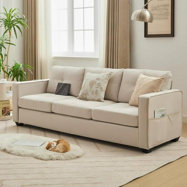 Tan fabric sofa discount