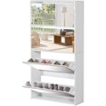 thumbnail image 1 of Coewske Entryway Slim Shoe Cabinet Freestanding Shoe Rack Storage Organizer w/ Mirror 4 Flip Drawers, 1 of 5