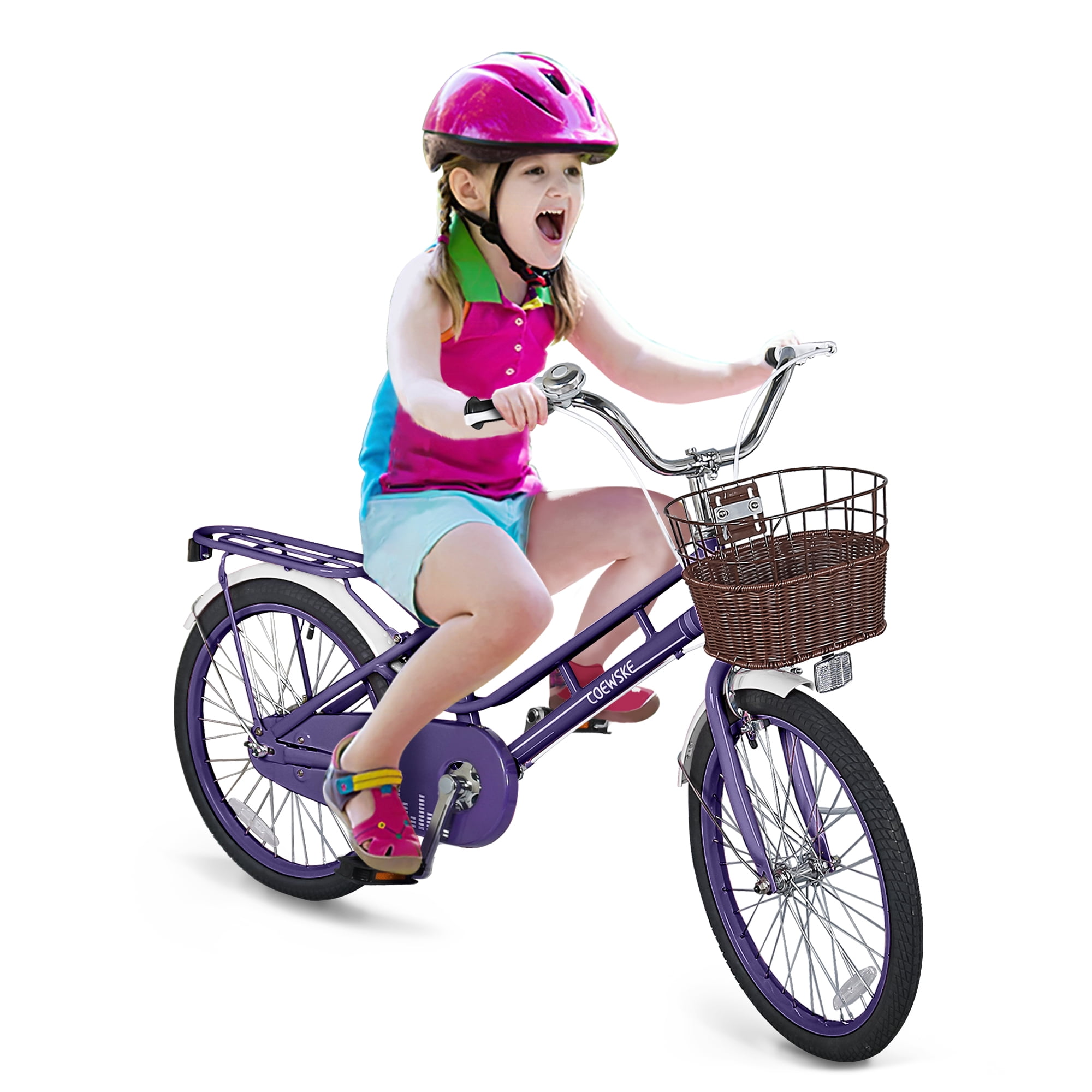 Coewske Kids Bike 20 inch Boys Girls Bicycle with Hand Brake and Kickstand Pink