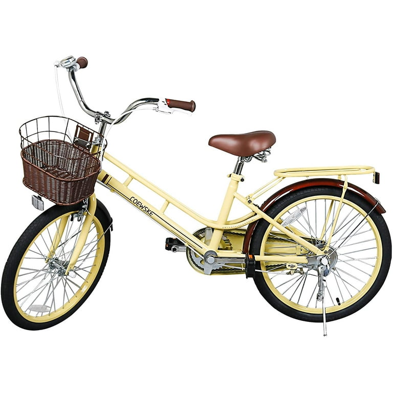 Coewske Kids Bike 20 inch Boys Girls Bicycle with Hand Brake and Kickstand Yellow