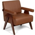 thumbnail image 1 of Coewske Modern Comfy Accent Chair Faux Leather Comfy Leisure Arm Chair w/ Wood Frame Home Office Brown, 1 of 8
