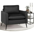 thumbnail image 1 of Coewske Modern Faux Leather Accent Chair Comfy Single Sofa Chair for Living Room Bedroom Office Black, 1 of 5