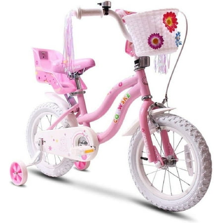 Coewske Princess Kids Bike 14 inch Boys Girls Bicycle with Training Wheels, Pink