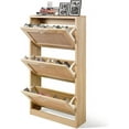 thumbnail image 1 of Coewske Slim 3 Tier Entryway Shoe Cabinet Narrow Wooden Storage Shoe Rack w/ 3 Flip Drawers, 1 of 4