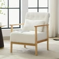 thumbnail image 1 of Coewske White Boucle Modern Accent Chair Upholstered Armchair w/ Pillow Wood Frame, 1 of 6