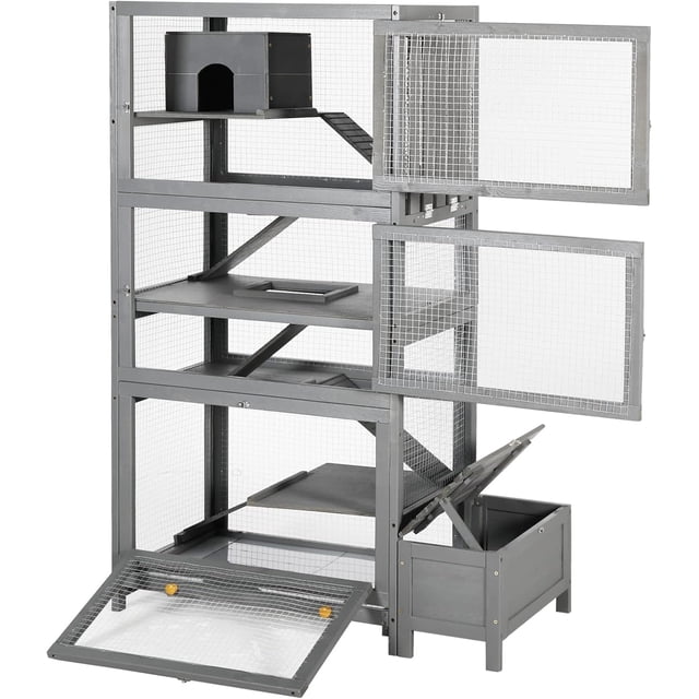 View of Coewske Wooden Hamster Cage 6-Tier Large Critter Nation Cage for Small ...