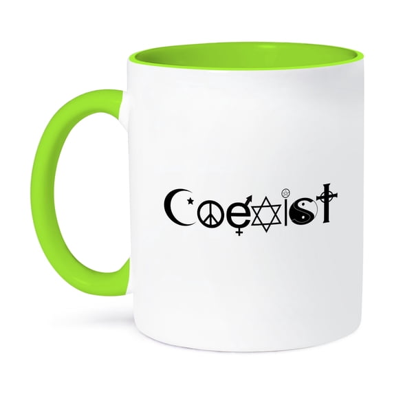 3dRose, Coexist, 11oz Two-Tone Green Mug
