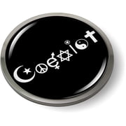Coexist 3D Domed CAR Emblem Badge Sticker Chrome Plastic Round Bezel b