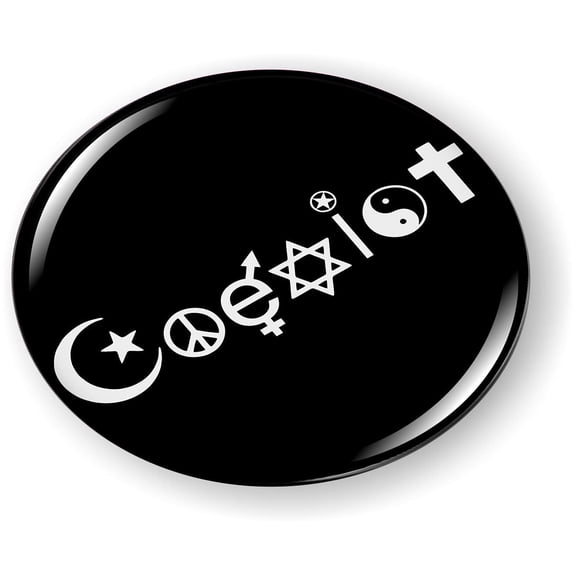 BestLicensePlateFrames Coexist 3D Domed CAR Emblem Badge Sticker Flexible Round