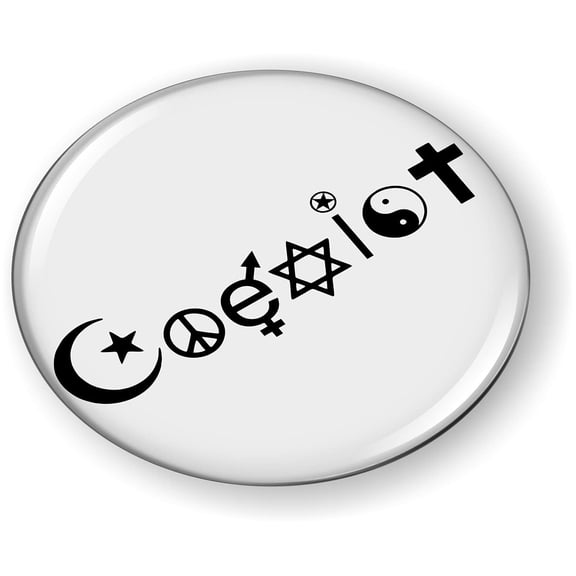 Coexist 3D Domed CAR Emblem Badge Sticker Flexible Round