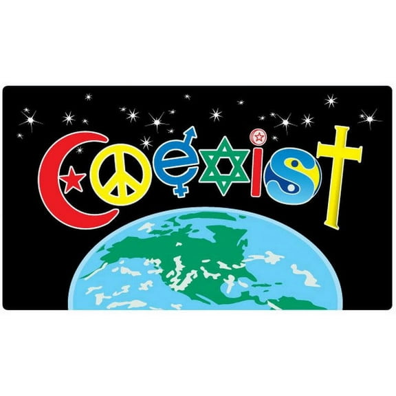 Coexist Earth - Postcard Sized Vinyl Sticker 6" x 3.75"