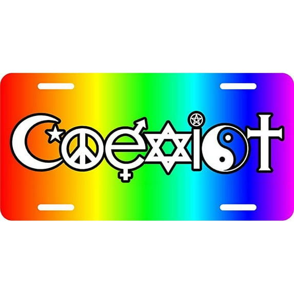 Coexist Rainbow Aluminium License Plate Vehicle Tag 6"x12"
