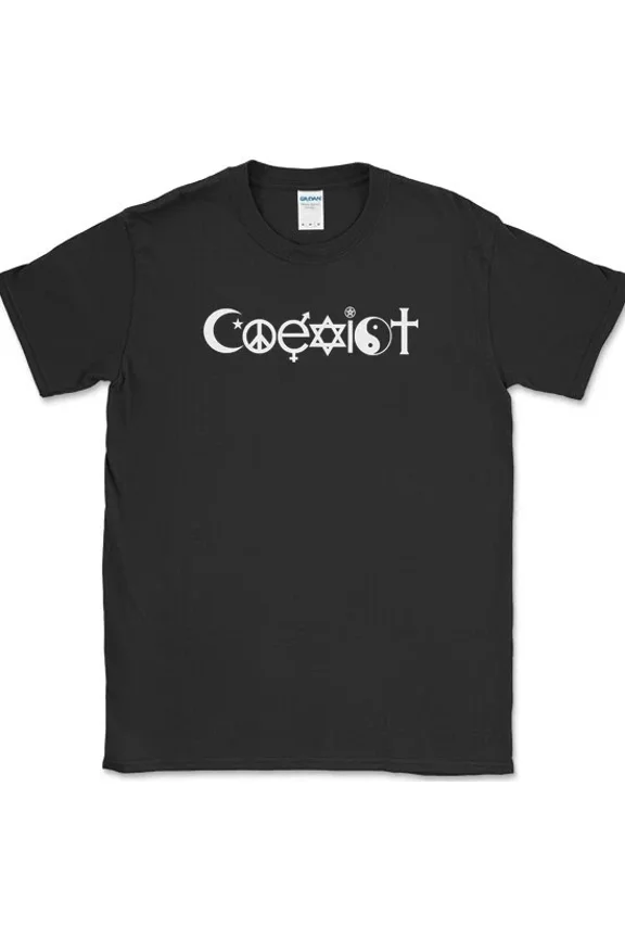Coexist T-Shirt Funny Peace Love Get Along Religious All Religions Tee Reprint !