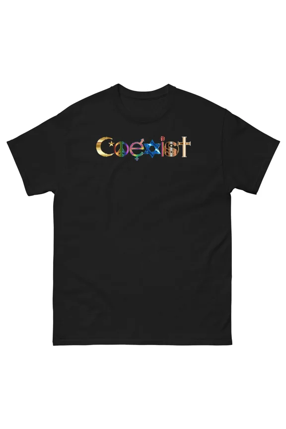 Coexist Vintage Quote for Understanding and Coexistence Graphic Style Unisex T-Shirt, S-5XL