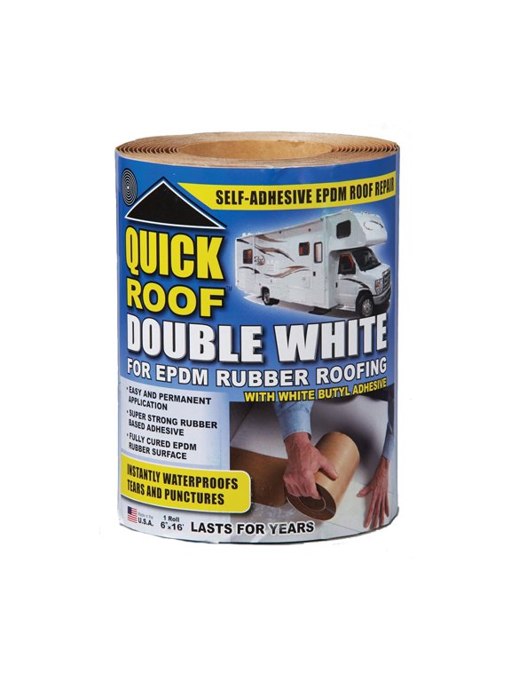 WRQR625 Quick Roof Double White for EPDM Rubber Roofing - 6" x 25'