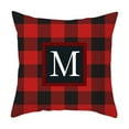 thumbnail image 1 of CofeeMO Buffalo Plaid Initial M Decorative Throw Pillow Cover, 18", 1 of 8