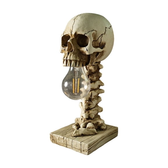 CofeeMO Vintage Skull Spine Table Lamp Resin Skeleton Night Light with Warm LED Bulb Gothic Halloween Decor Desk Lamp for Bedroom Bar Man Cave Home Decor