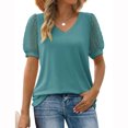 thumbnail image 1 of Coferset Summer Womens Tops V Neck T Shirts Swiss Dot Puff Sleeve Tops Loose Casual Tshirts Blouses for Women, 1 of 7