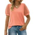 thumbnail image 1 of Coferset Summer Womens Tops V Neck T Shirts Swiss Dot Puff Sleeve Tops Loose Casual Tshirts Blouses for Women, 1 of 7