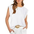 thumbnail image 1 of Coferset Women's Cap Sleeve Tank Top Crew Neck T Shirts Loose Fit Basic Summer Casual Tee Tops, 1 of 6