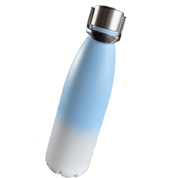 Coff-gry Blue Gradient Double Wall Insulated Stainless Steel Water Bottle with Lid/Handle. Great for Hot or Cold Liquids.