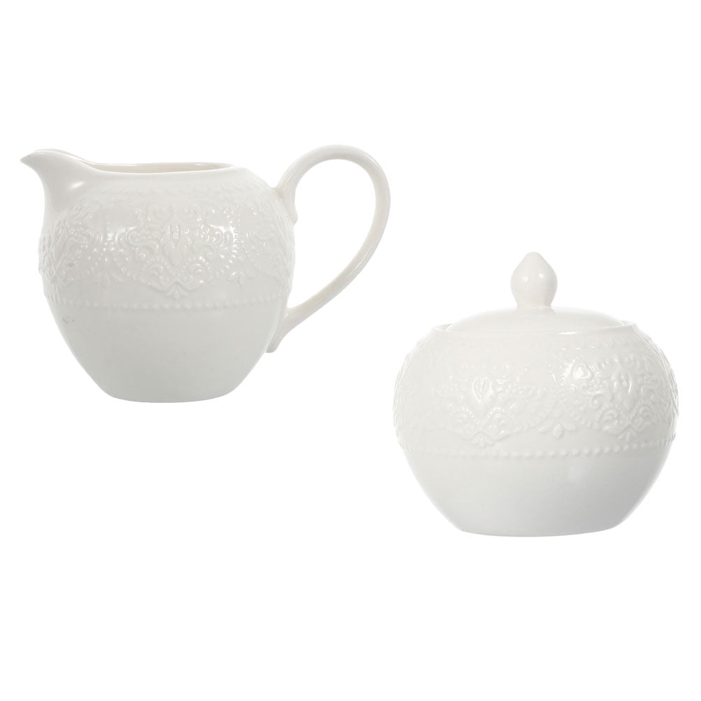 Coffe Creamer Milk Jug Sugar Bowl Set Ceramic Syrup Pitcher Glass