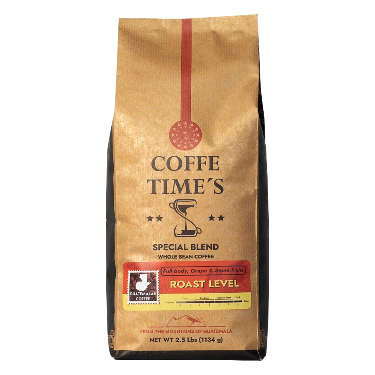 Coffe Times, Medium Roast Whole Bean Coffee - Special Blend 2.5 Pounds bag, Full Body,  Mild Acidity, Coffee With Flavor Notes of  Grapes and Stone Fruits
