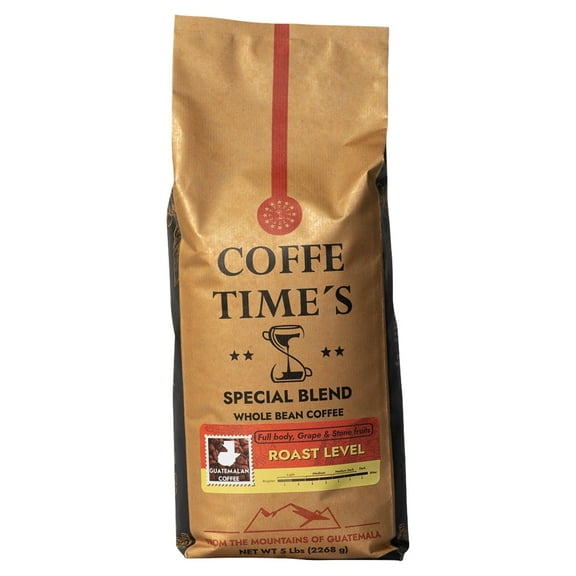 Coffe Times, Medium Roast Whole Bean Coffee - Special Blend 5 Pounds bag, Full Body,  Mild Acidity, Coffee With Flavor Notes of  Grapes and Stone Fruits