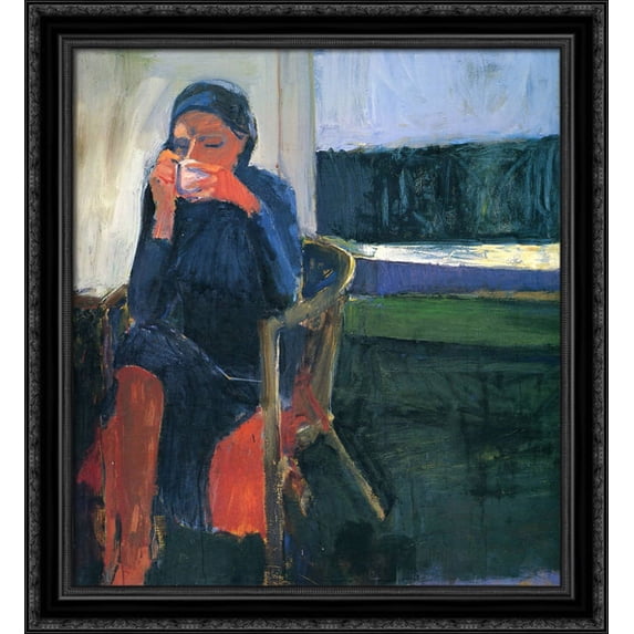 Coffee 28x32 Large Black Ornate Wood Framed Canvas Art by Richard Diebenkorn