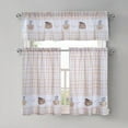 thumbnail image 1 of Coffee 3-Piece Plaid Embroidered Kitchen Curtain Set, Natural, 56x36 Inches, 1 of 3