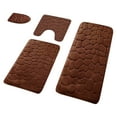 thumbnail image 1 of Coffee 4-Piece Coral Velvet Toilet Mat Set, Non-Slip Bathroom Rug With Lid Cover, U-Shape Floor Mat, 1 of 1