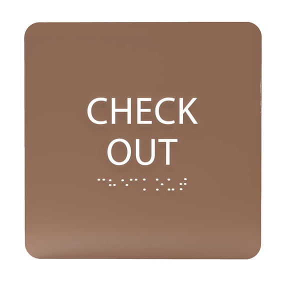 Coffee ADA Check Out Sign with Braille  Made from Durable Acrylic and Ready to Mount