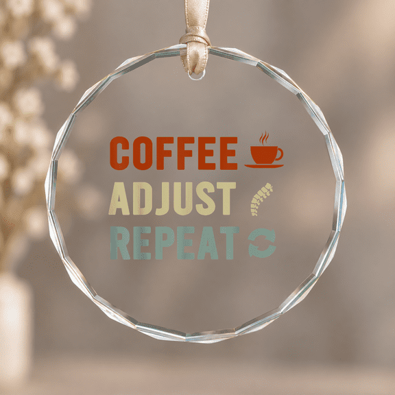 Coffee Adjust Chiropractor Chiropractic Assistant Christmas Ornament, Holiday Keepsake Gift, Circle Glass Ornament