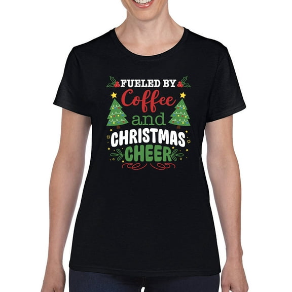 Coffee And Christmas Cheer T-Shirt Women -Smartprints Designs, Female 3X-Large