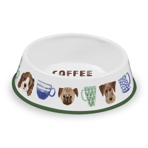 Coffee And Dogs Pet Bowl, Large, 9.8” x 2.8”/ 6 cups
