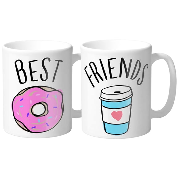 Coffee And Donut Best Friends Coffee Mug 11oz Duo Set White