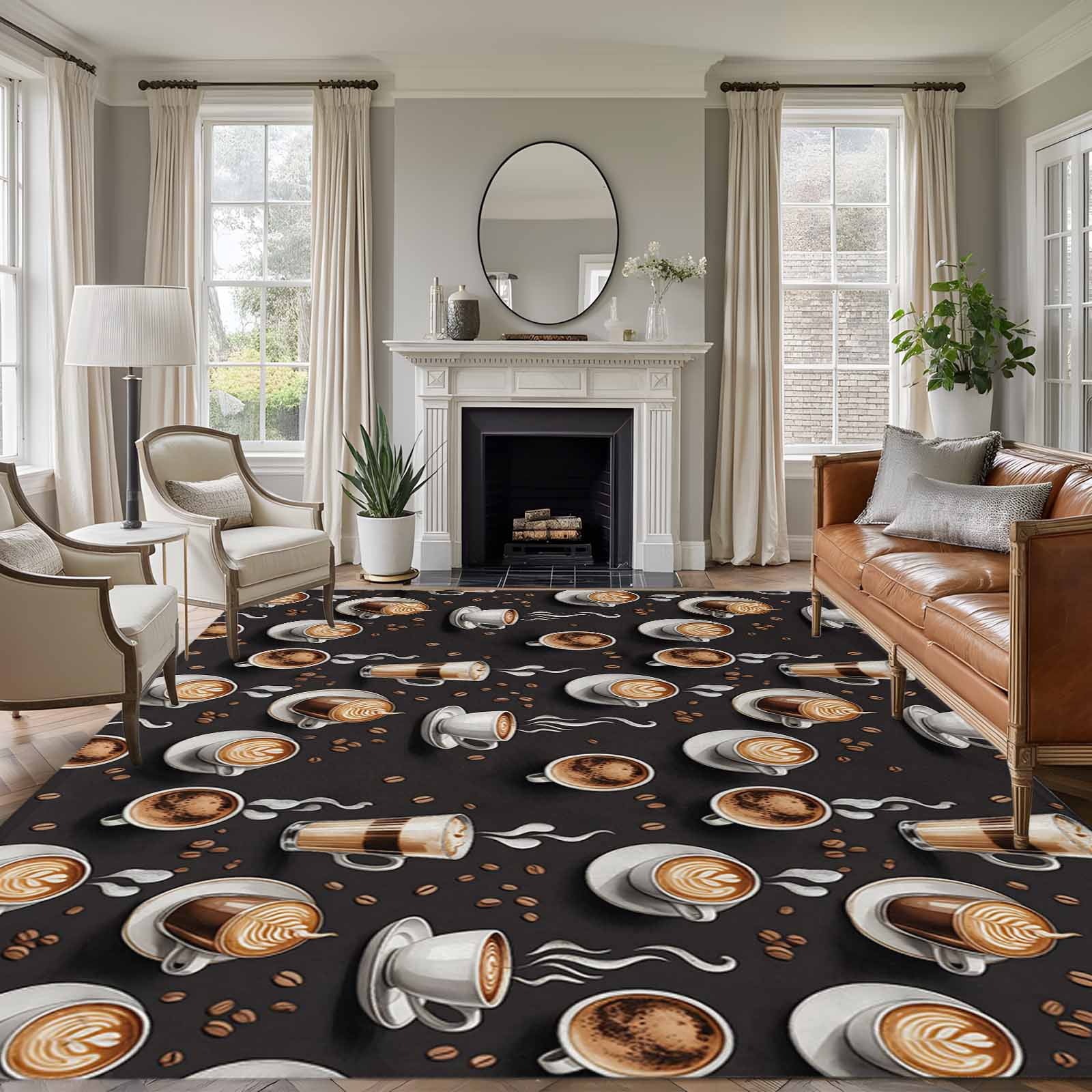 Cafe Rugs Coffee Area Rugs 8'x10', Washable Small Throw Rugs for Living Room ...