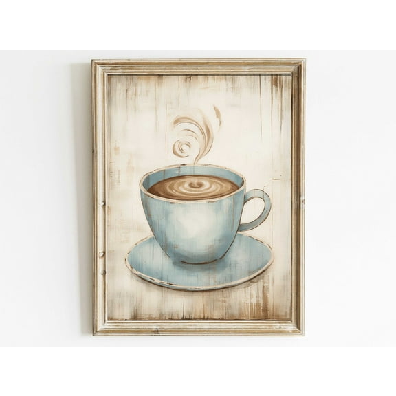 Coffee Art, Coffee Cup Print, Rustic Kitchen Decor, Vintage Wall Art, Distressed Wall Art, Rustic Wall Decor, Coffee Art Wall Art, Modern Wall Decor, 8x12 UNFRAMED