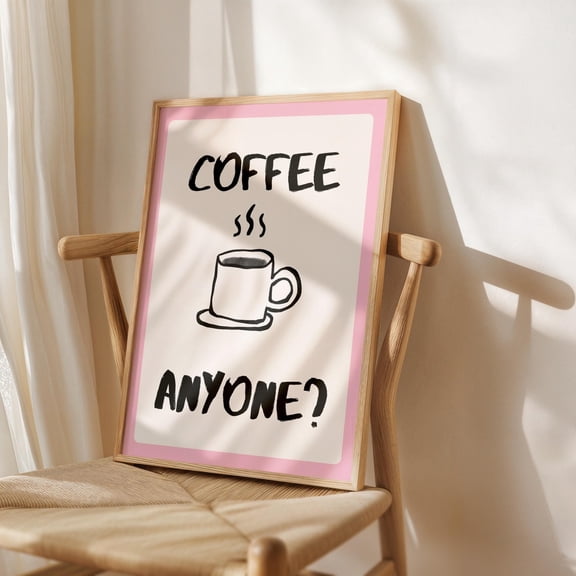 Coffee Art Trendy Girly Pink Kitchen Espresso Lover Wall Art, Unframed Paper Poster 8x10in