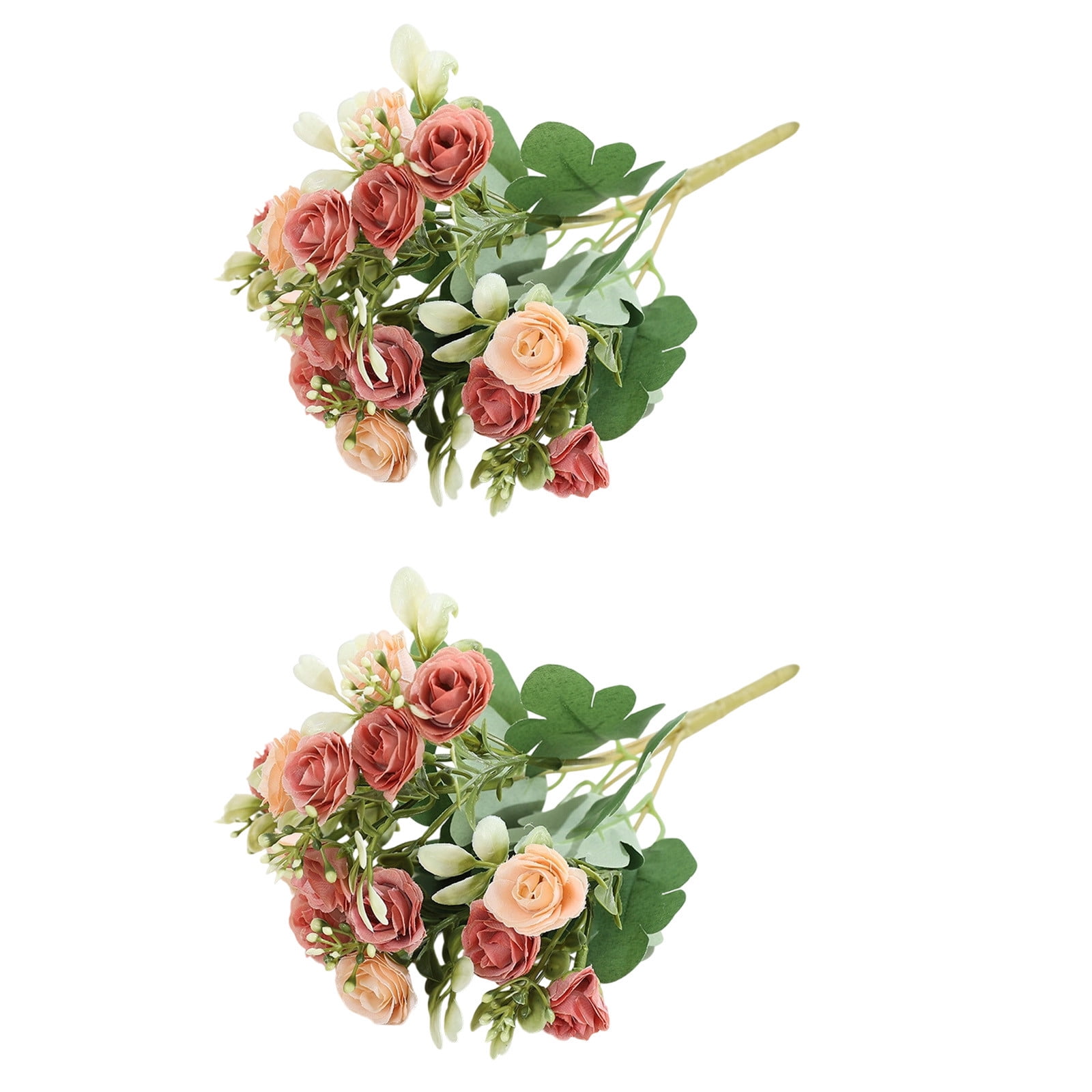 Coffee Artificial Rose Flower Bouquet Set Of 2 With Lifelike Petals ...