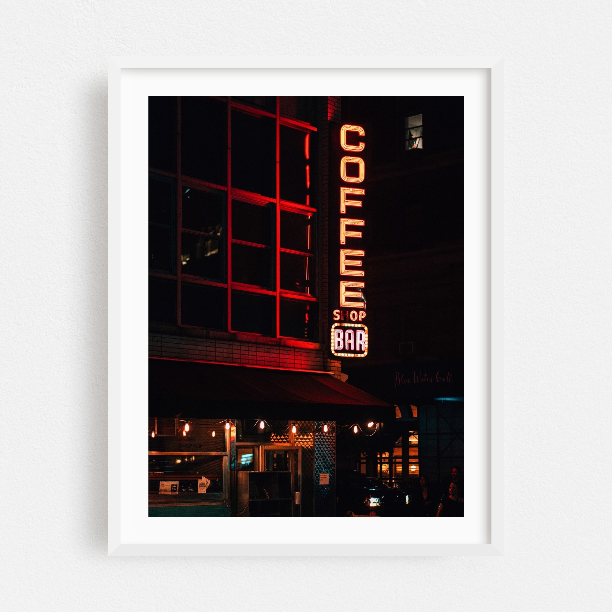 Coffee Bar 01 Manhattan New York Photography White Framed Wall Art